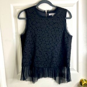 Elizabeth and James Black Cutout Frilly Tank Top Size M